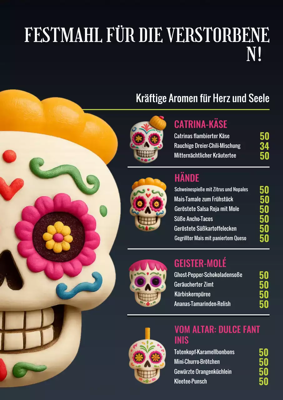 Schwarzes traditionelles Speisekartenplakat