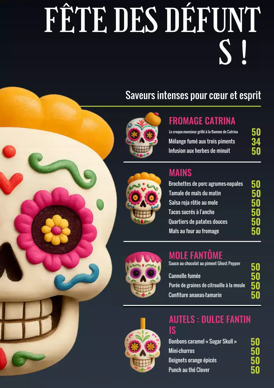 Affiche de menu de cuisine traditionnelle noire