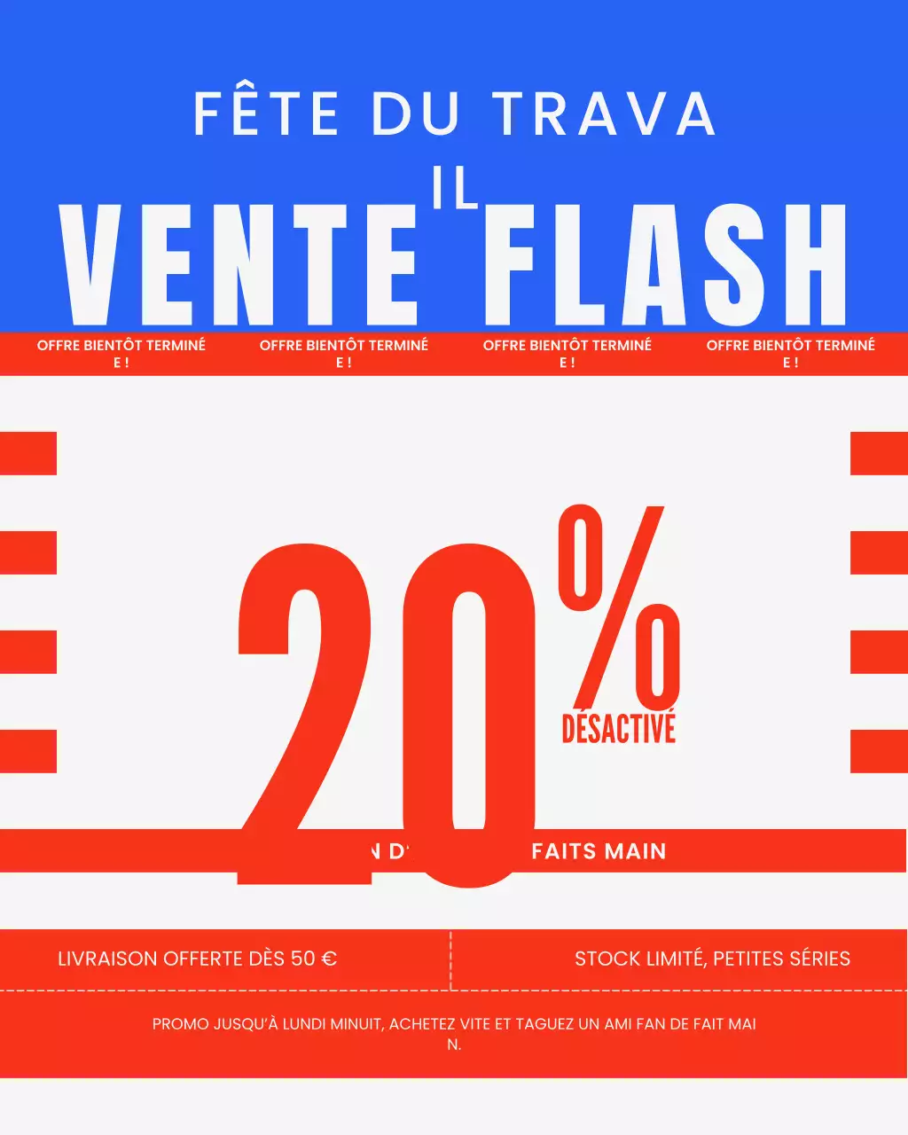 Publication Instagram de promotion de la vente Blue Bold