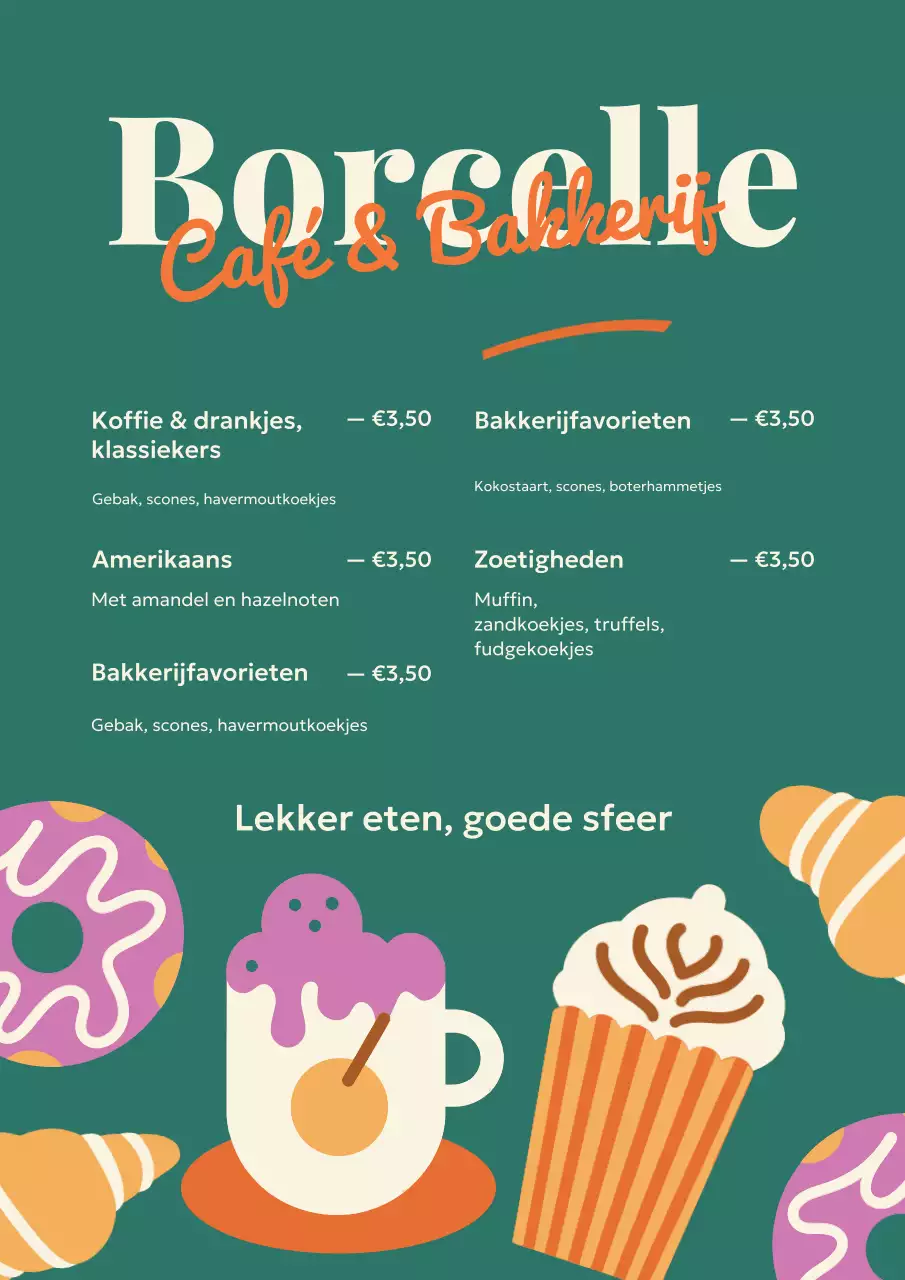 Teal Retro Bakkerij Menu Poster