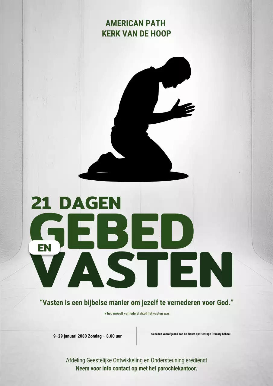 Zwarte minimalistische gebedsaankondigingsposter