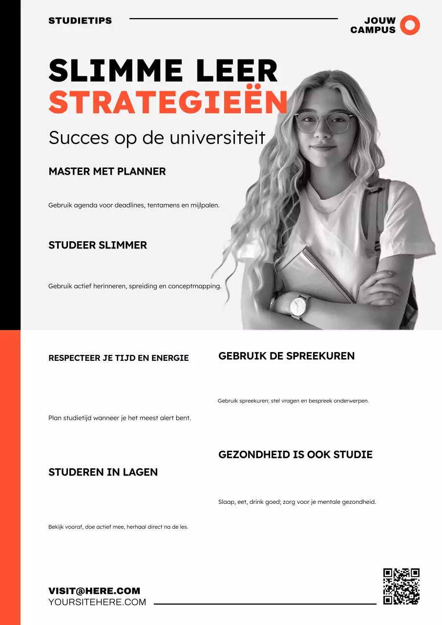 Poster met studietips voor studenten die terug naar de universiteit willen