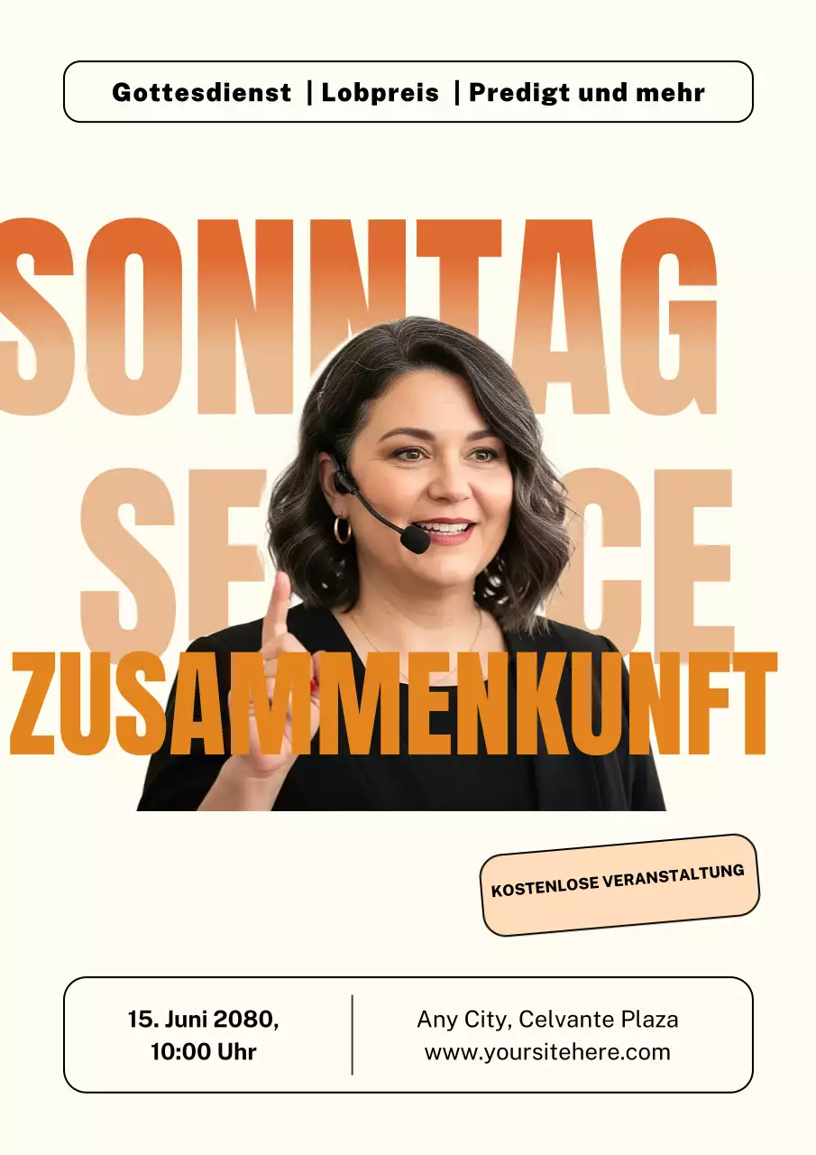 Orangefarbenes modernes Versammlungsankündigungsplakat