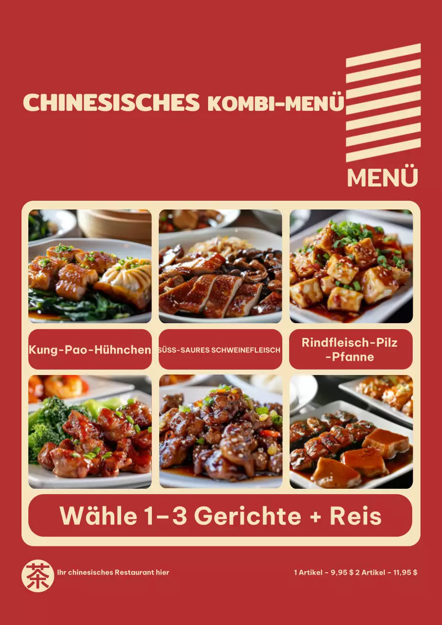 Rotes Retro-Speisekarte-Poster