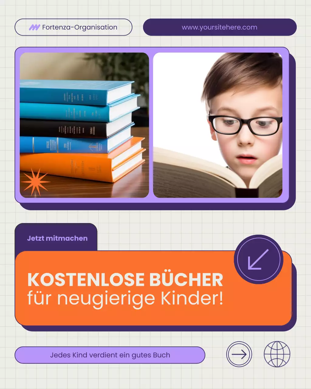 Instagram-Post zur Ankündigung des Gewinnspiels für moderne Bücher von Purple and Green