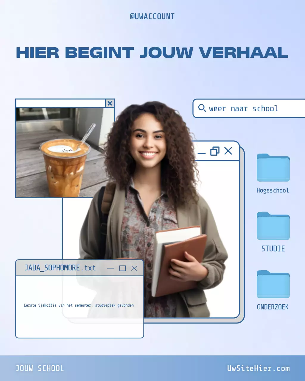 Eerste dag van het nieuwe semester voor Instagram-post van de universiteit