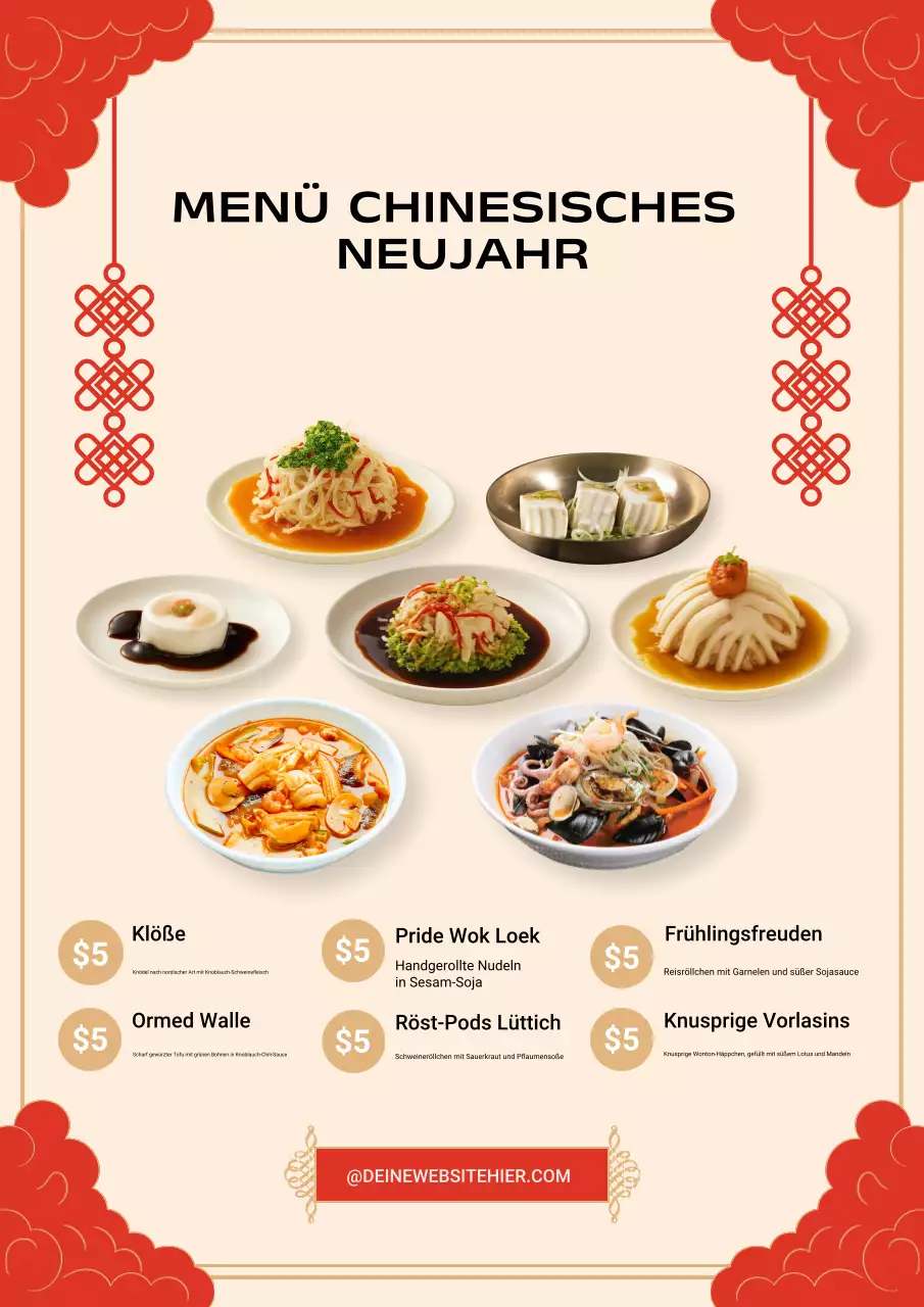 Rotes traditionelles chinesisches Menüplakat