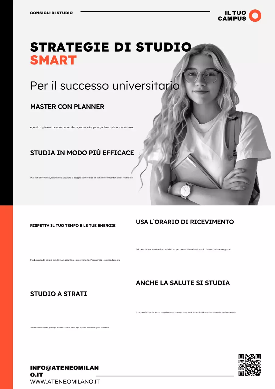 Poster con suggerimenti per lo studio universitario - Ritorno all'università