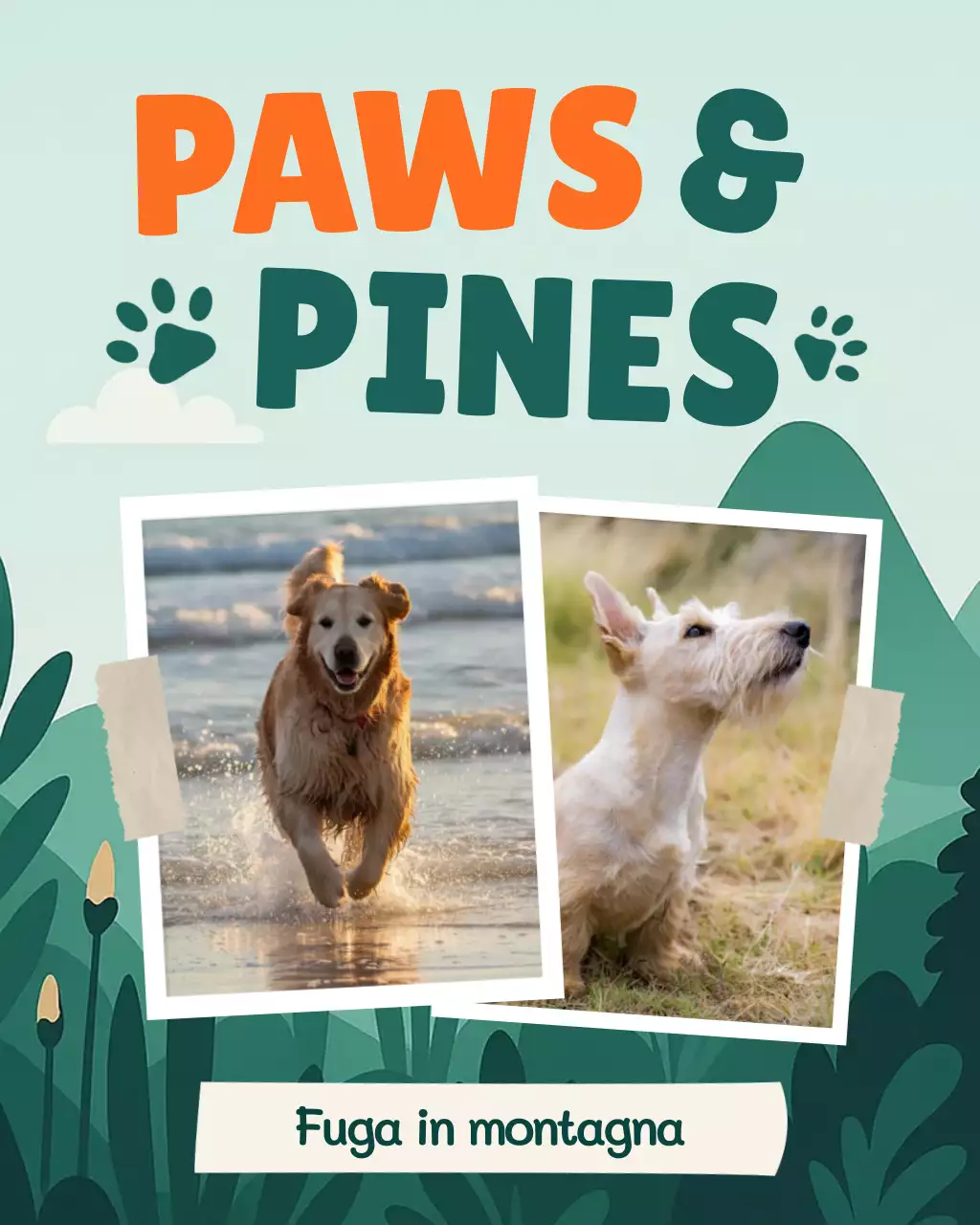 Post Instagram pubblicitario di un animale domestico rustico verde