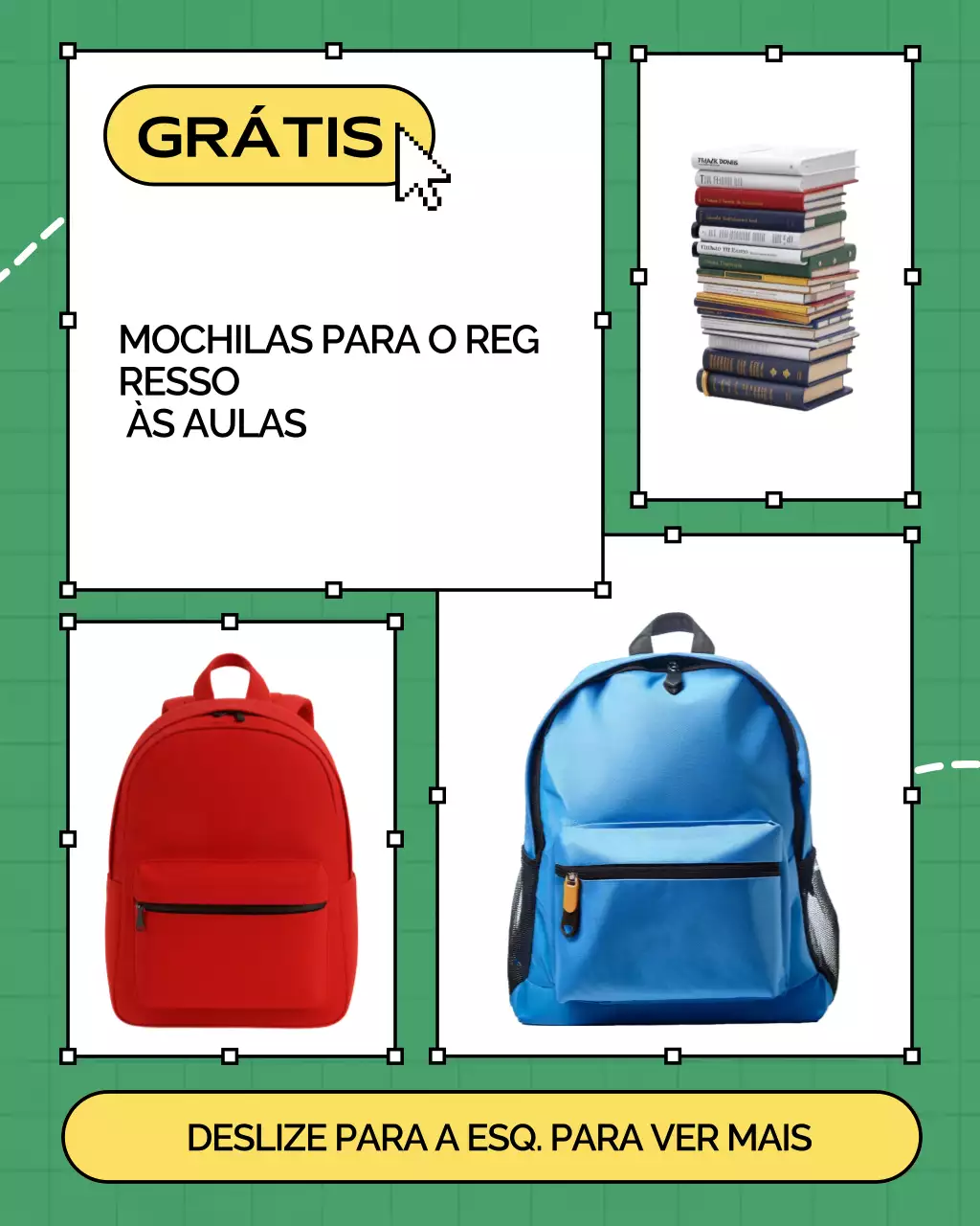 Postagem de Instagram para promoção de escola moderna verde