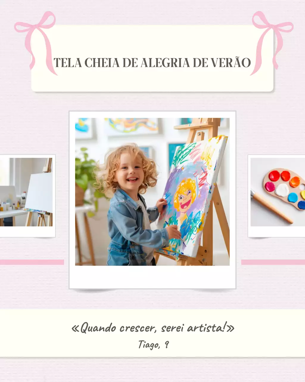 Postagem de Instagram sobre atividade de arte criativa rosa