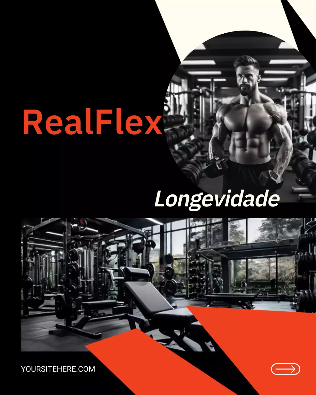 Postagem promocional de fitness moderno preto no Instagram
