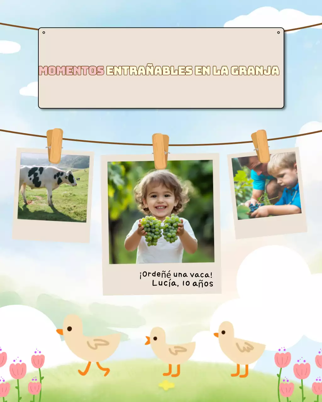 Publicación de Instagram de un cuento de granja colorido y divertido