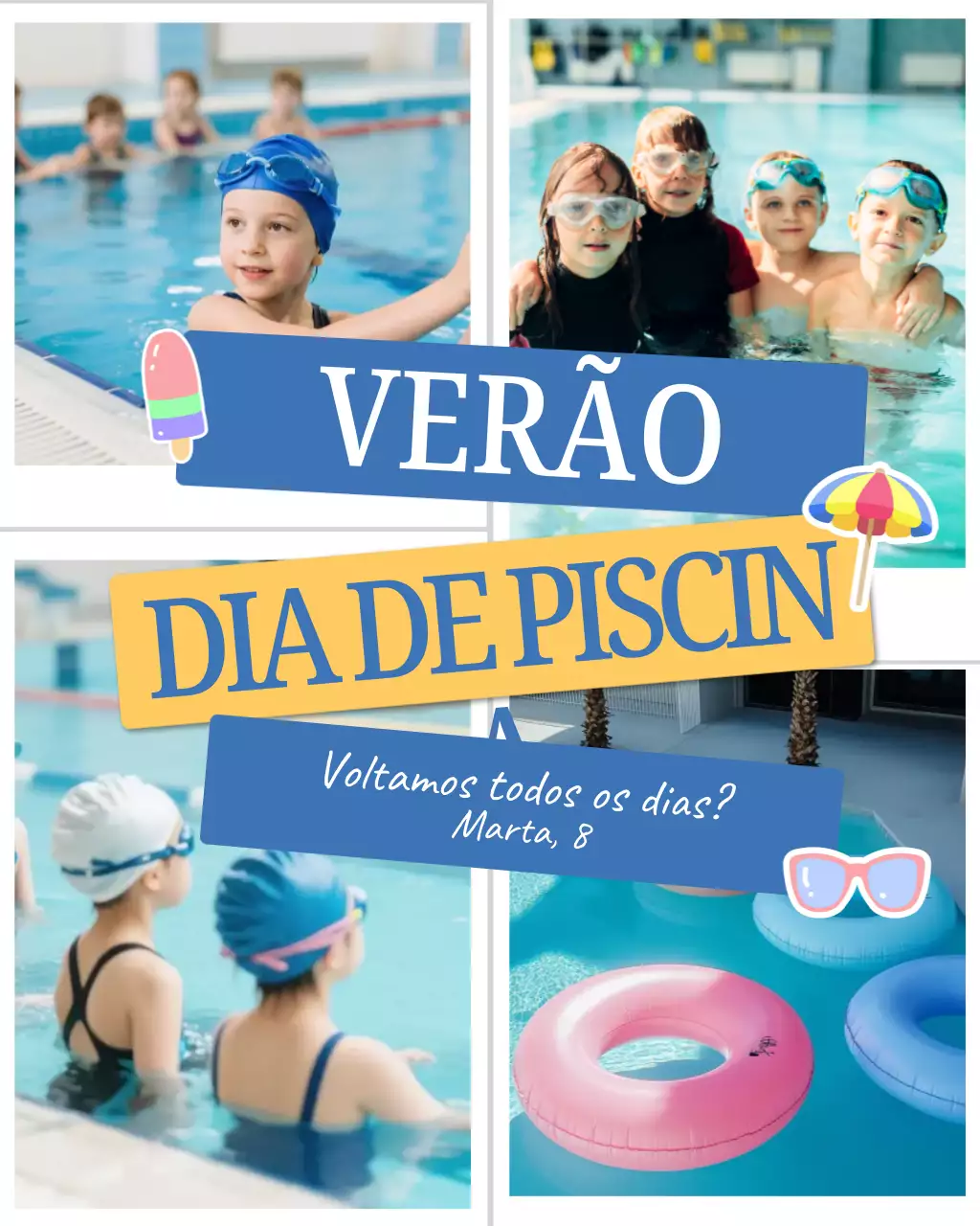 Postagem de atividade divertida de verão no Instagram em azul