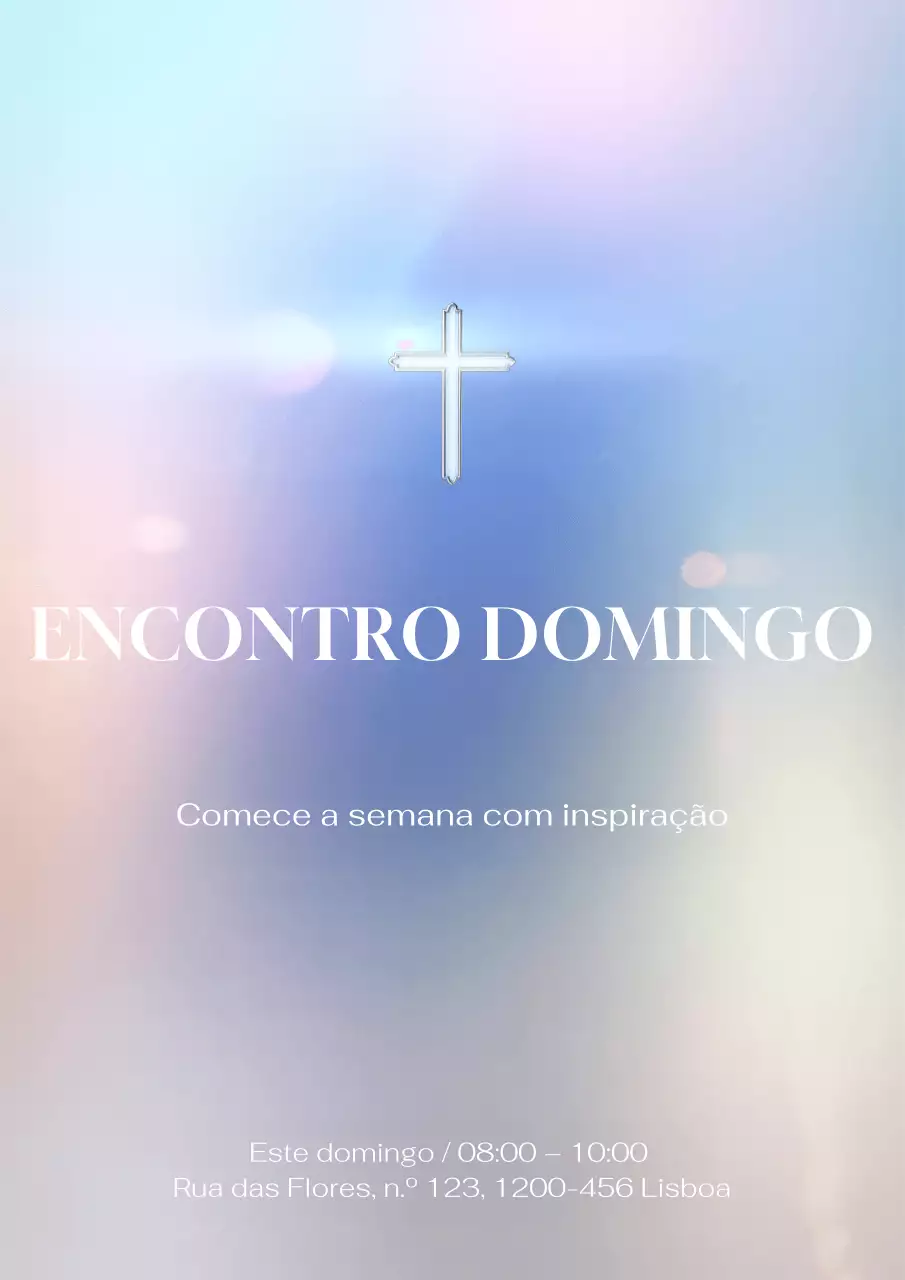 Cartaz de anúncio de igreja elegante em tons pastéis