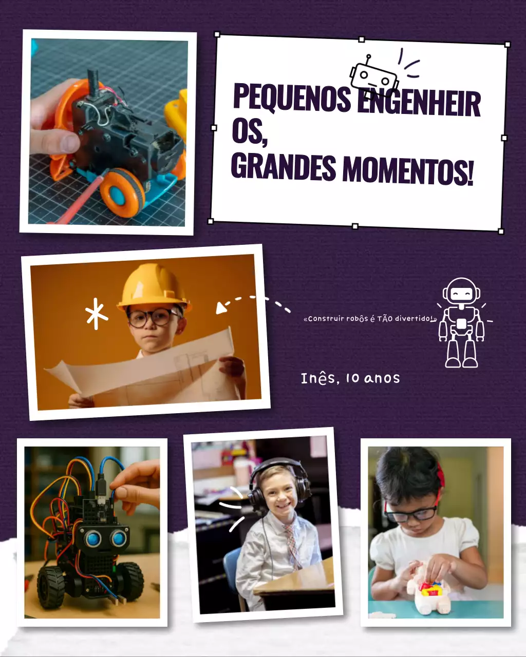 Postagem do Instagram sobre o momento lúdico da robótica roxa