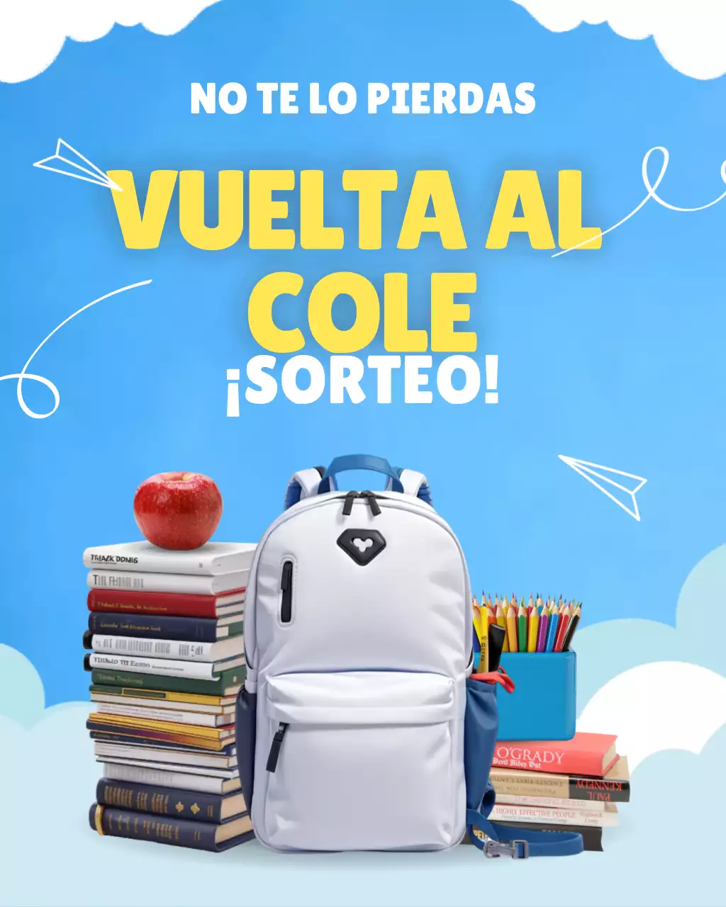 Publicación de Instagram de la promoción de la escuela moderna azul
