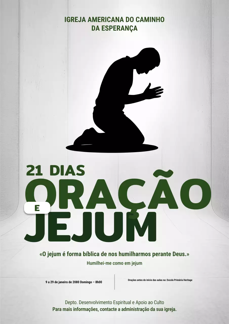Cartaz de anúncio de oração minimalista preto