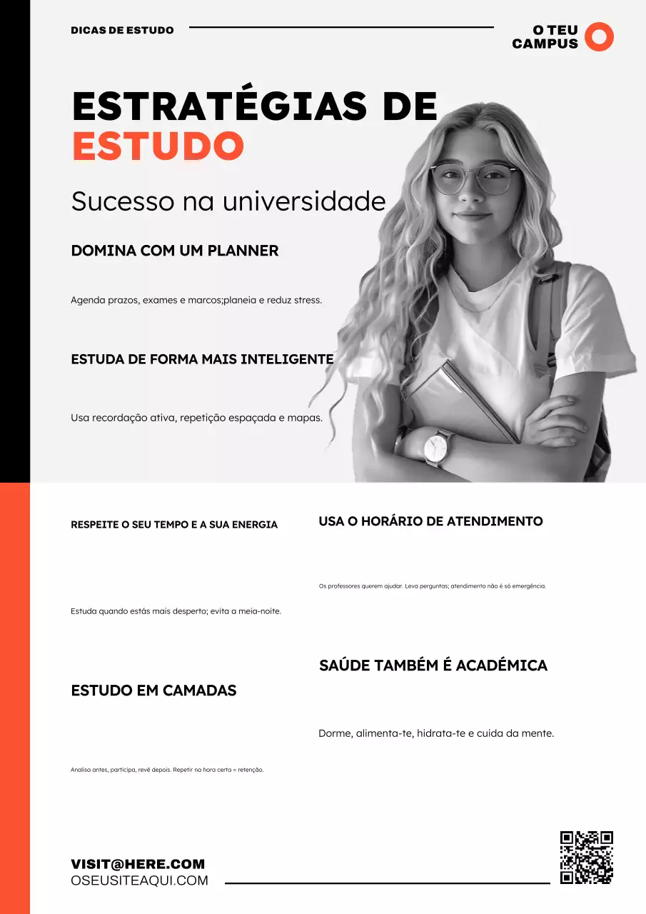 Pôster com dicas de estudo para a volta à faculdade