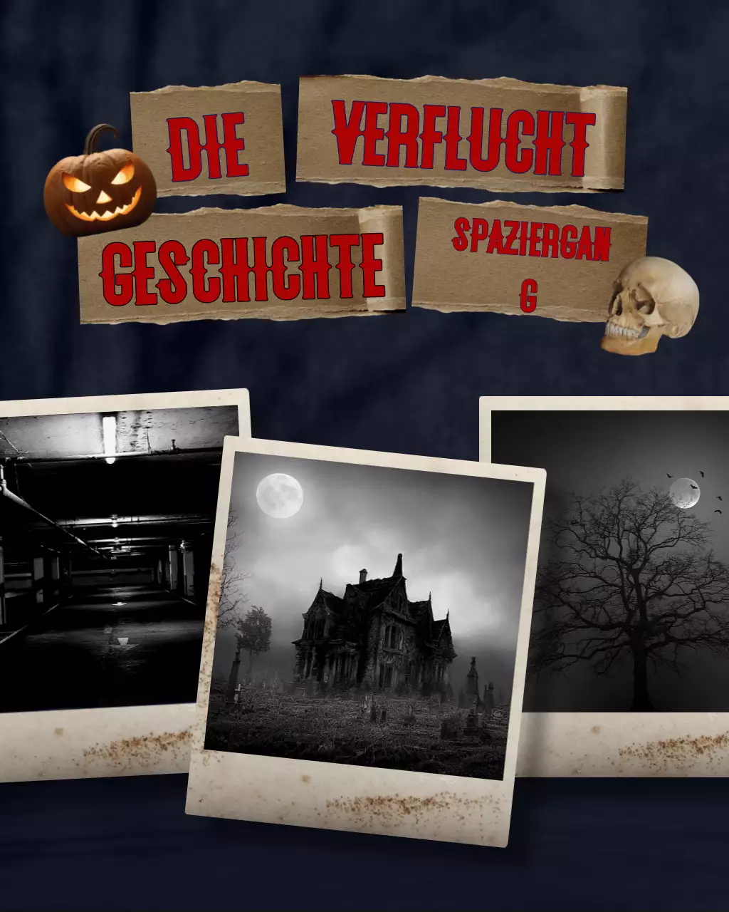 Schwarz-Beige Rustikales Scrapbook Labor Day Gruselige Jahreszeit Instagram Karussell Post