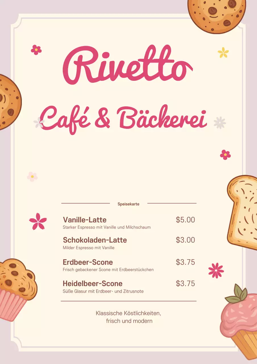 Beige Retro Café-Menü Poster