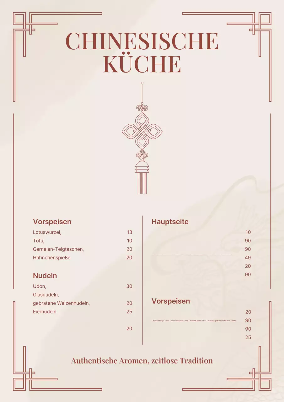Beiges elegantes Restaurantmenü-Poster