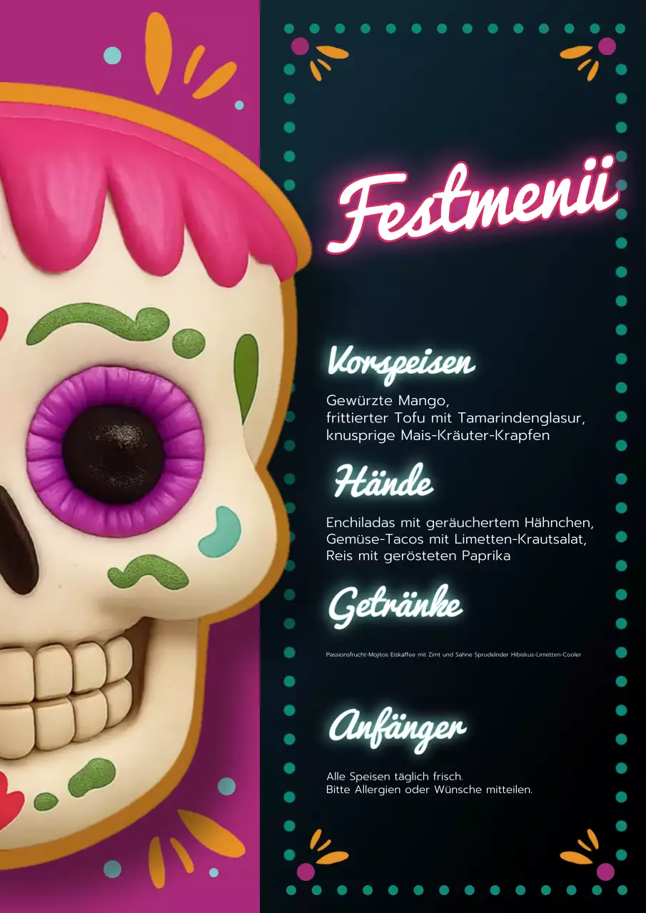 Lila Festliches Speisekartenplakat