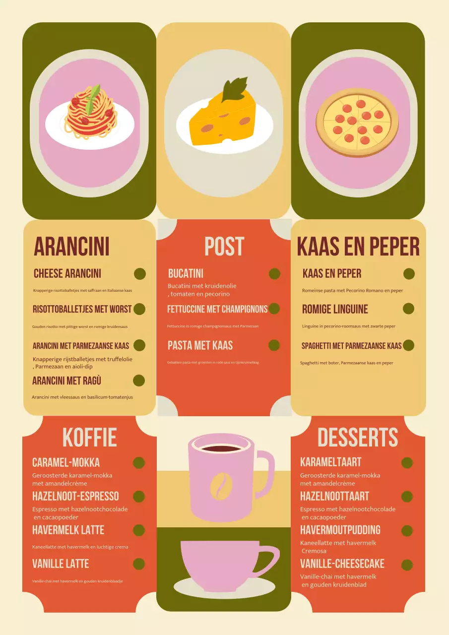 Beige Retro Pasta Menu Poster