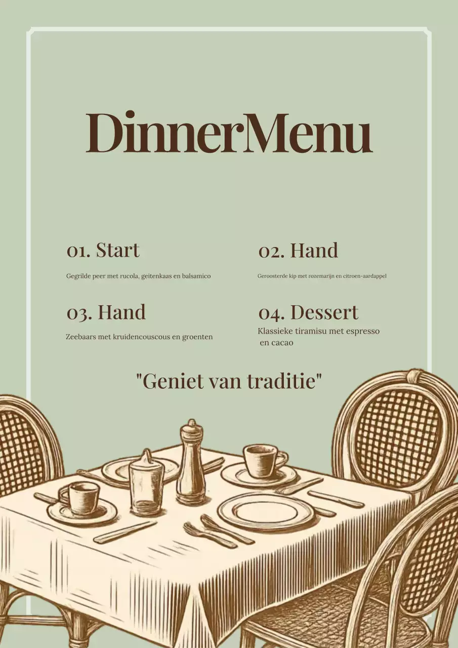 Beige vintage dinermenuposter
