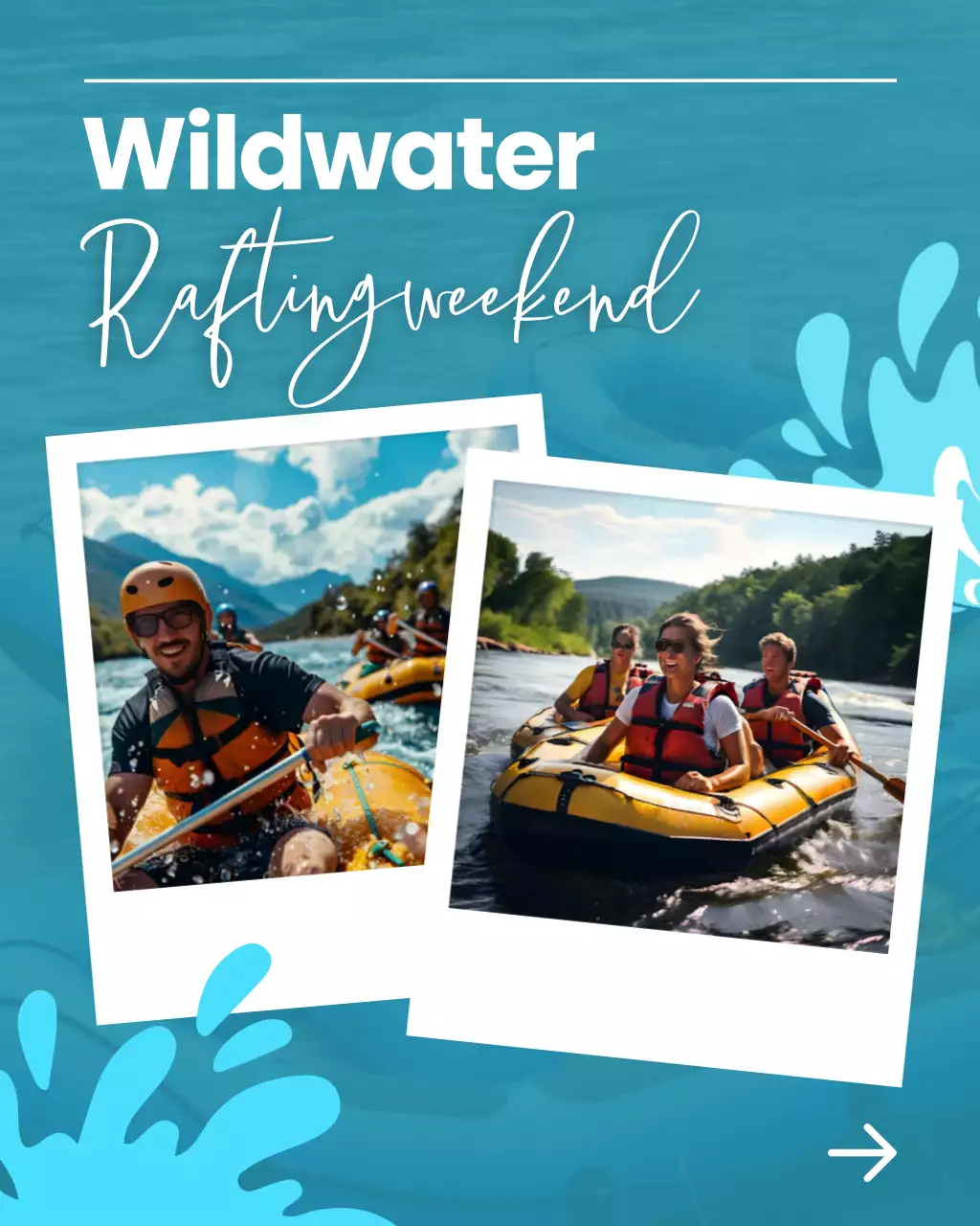 Ontwerp van sociale media-sjablonen voor Blue White Wayer Rafting Weekend