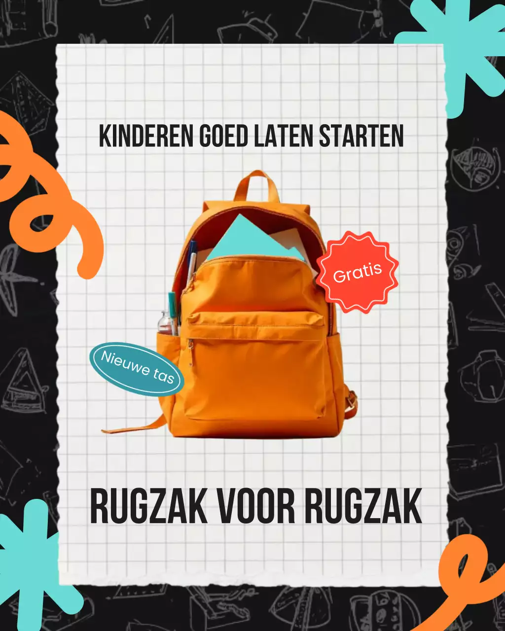 Zwarte moderne back-to-school weggeefactie Instagram-bericht
