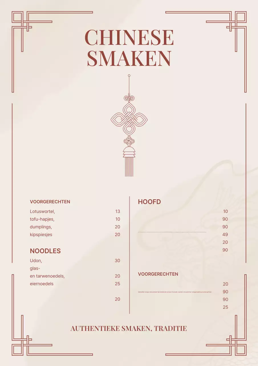 Beige elegante restaurantmenuposter