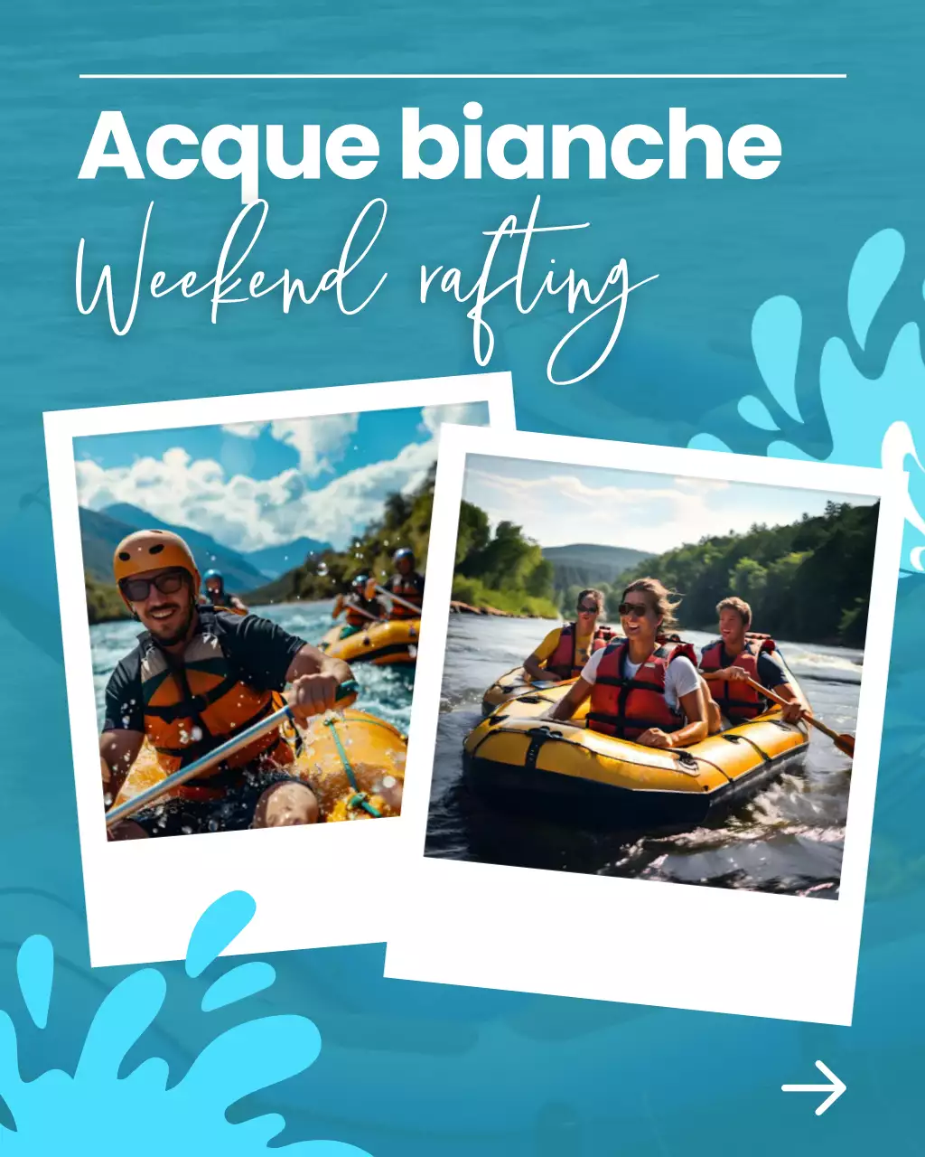 Modelli di progettazione per i social media del fine settimana di rafting Blue White Wayer