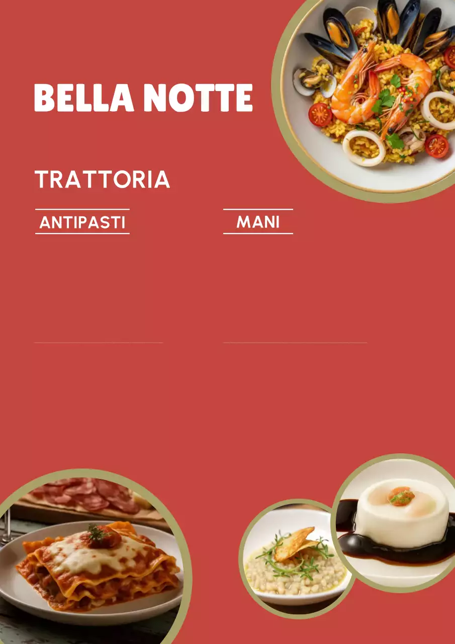 Poster del menu del ristorante moderno rosso