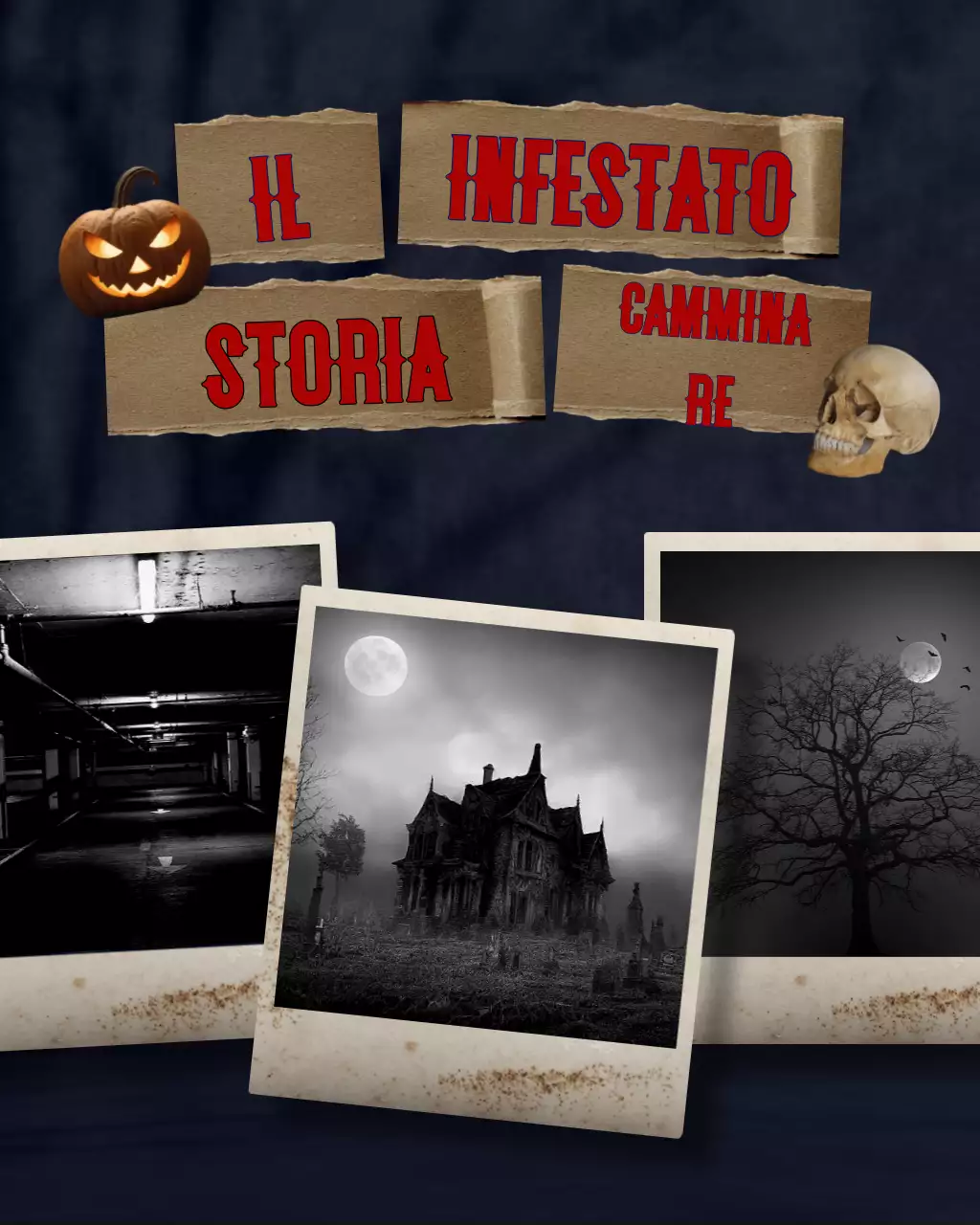 Post carosello Instagram per album di ritagli rustici in nero e beige per la festa del lavoro e la stagione spettrale