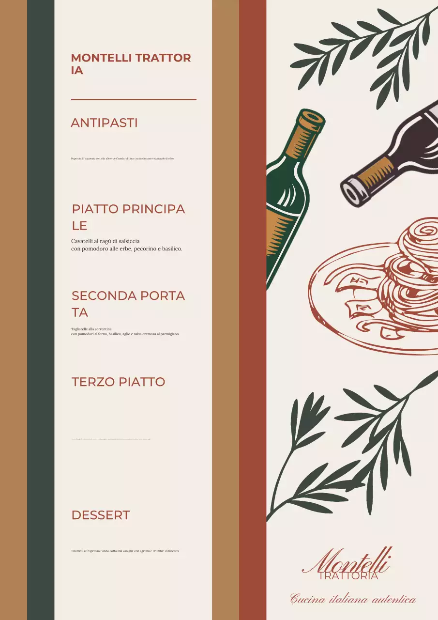 Poster del menu del ristorante tradizionale beige