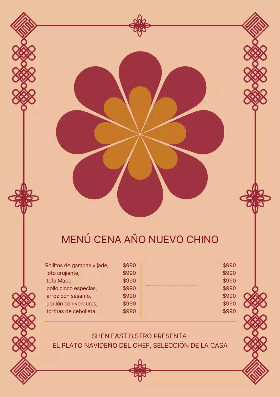 Póster de diseño de menú tradicional en beige