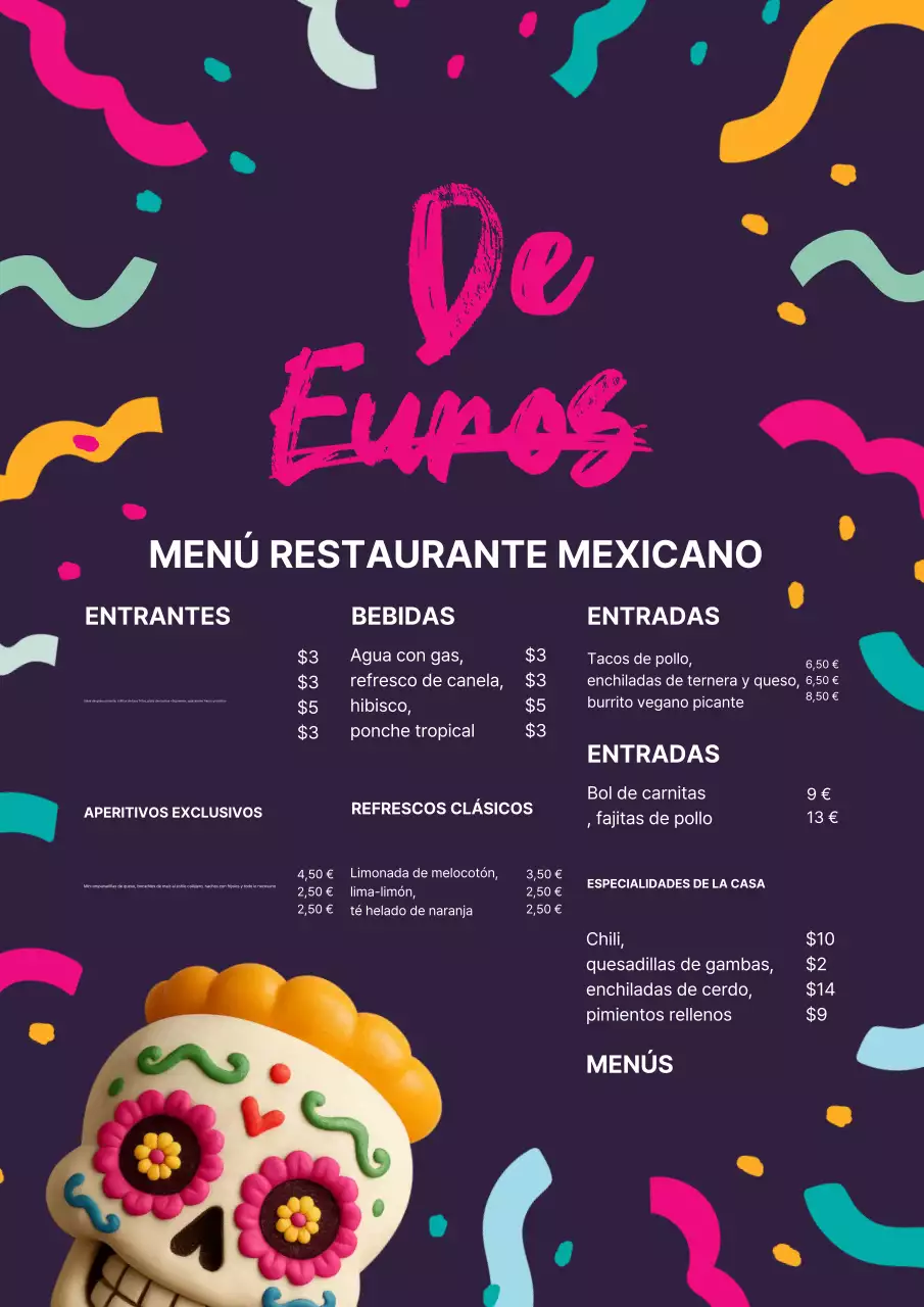 Póster de diseño de menú de restaurante retro morado