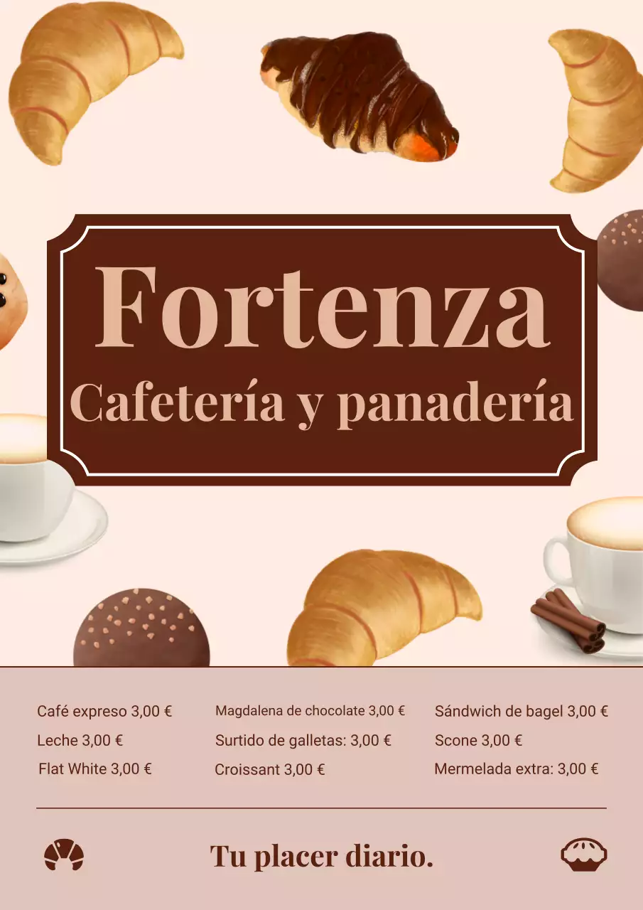 Cartel promocional de panadería vintage marrón