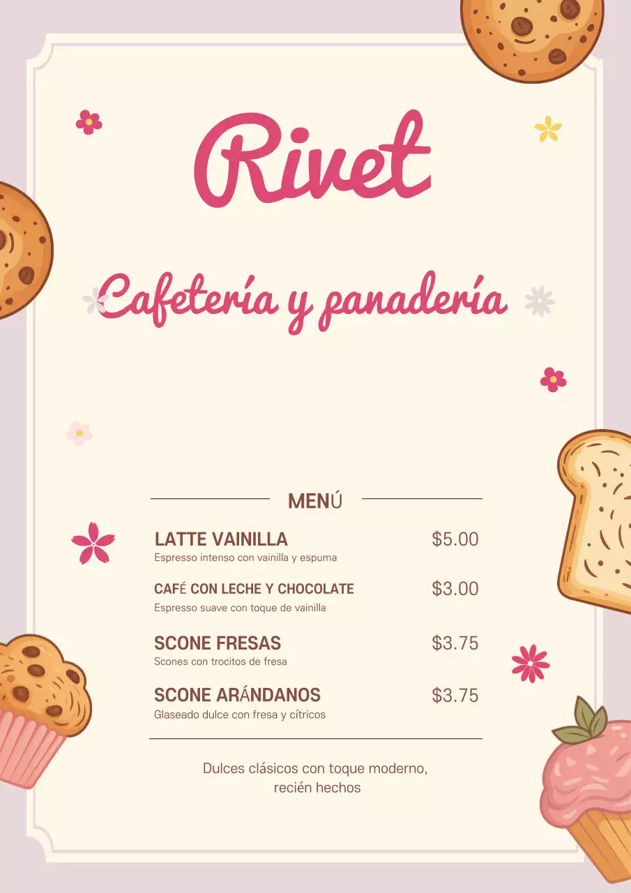 Póster de menú de cafetería retro beige