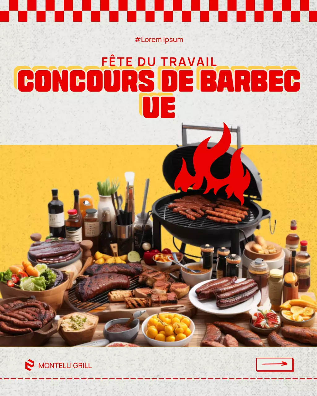 Publication Instagram promotionnelle pour le barbecue rustique rouge