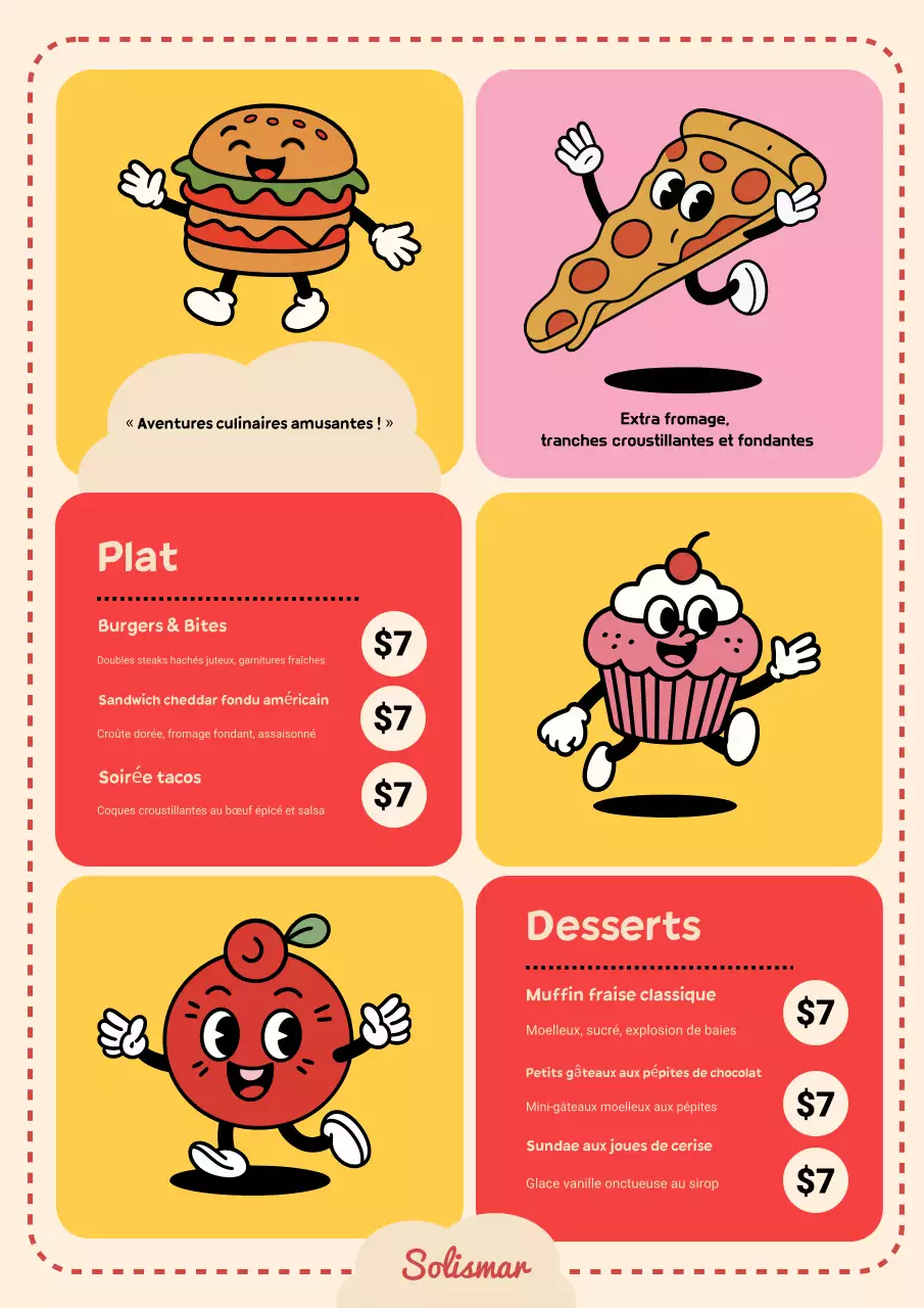 Affiche de menu ludique beige