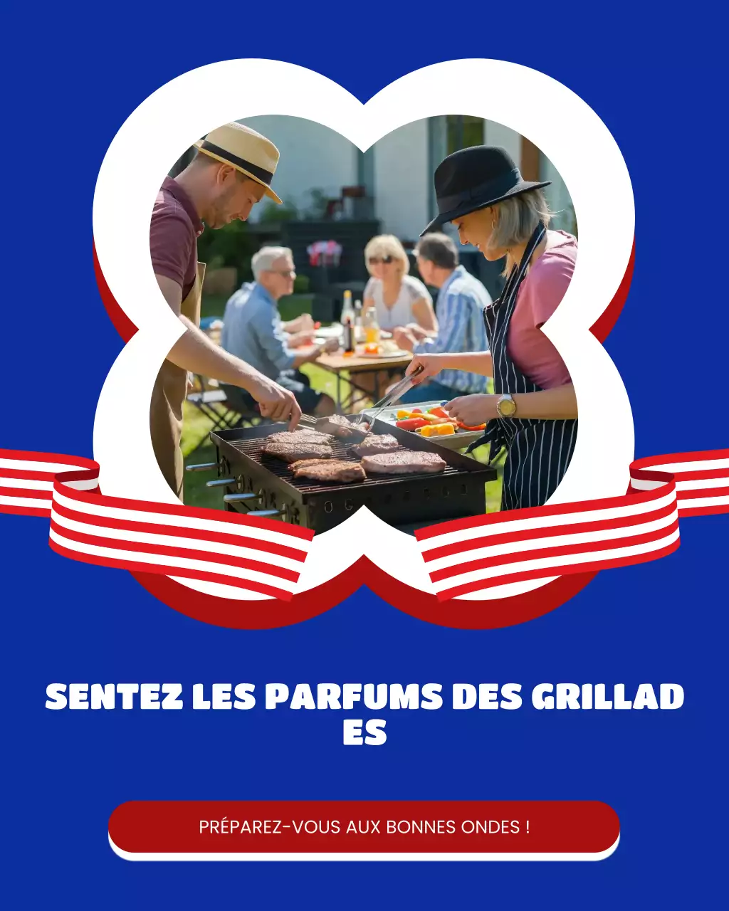 Pique-nique communautaire moderne bleu et rouge pour la fête du Travail sur Instagram