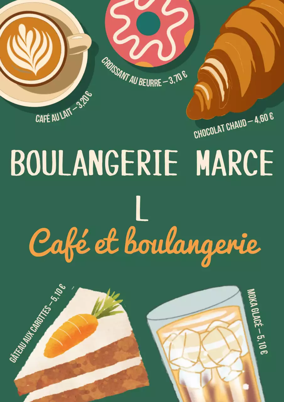 Affiche publicitaire verte vintage pour un café
