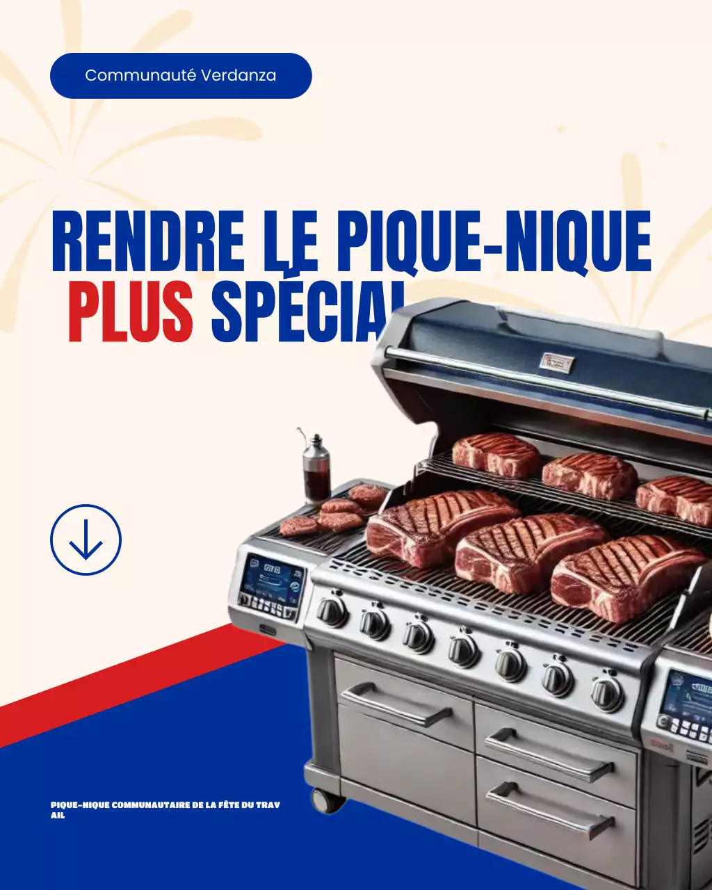 Pique-nique communautaire de la fête du Travail en bleu et rouge sur Instagram