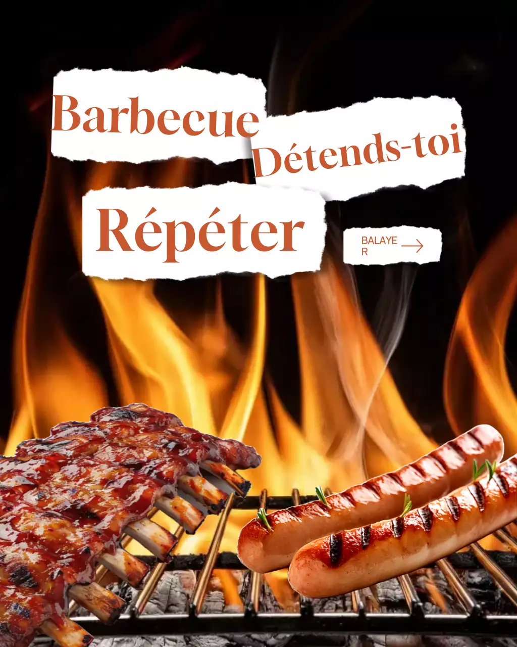 Publicité pour un barbecue rustique marron sur Instagram