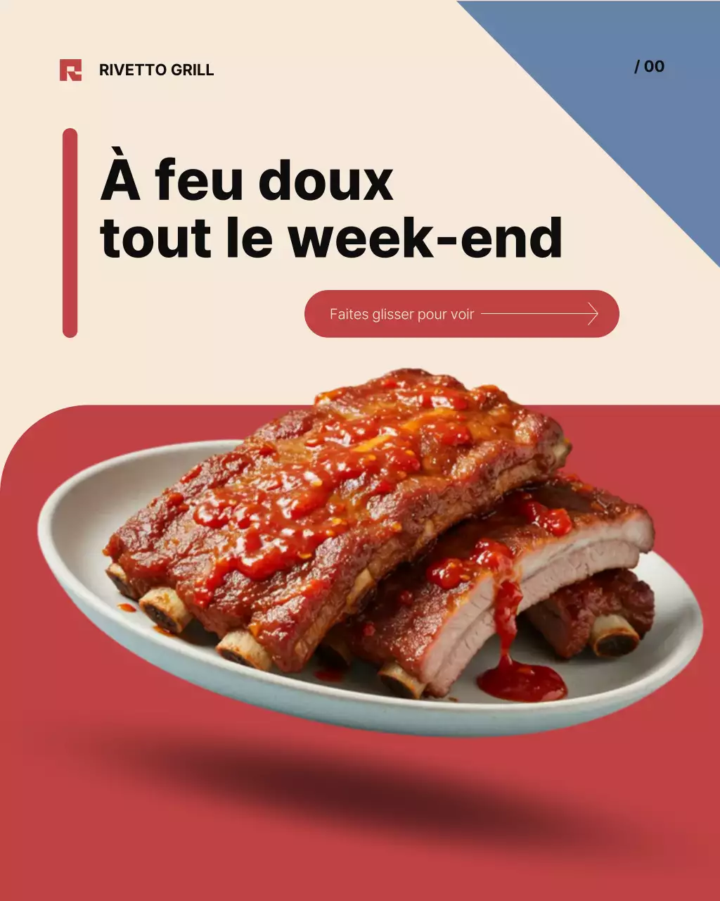Publication Instagram promotionnelle pour le barbecue rétro rouge