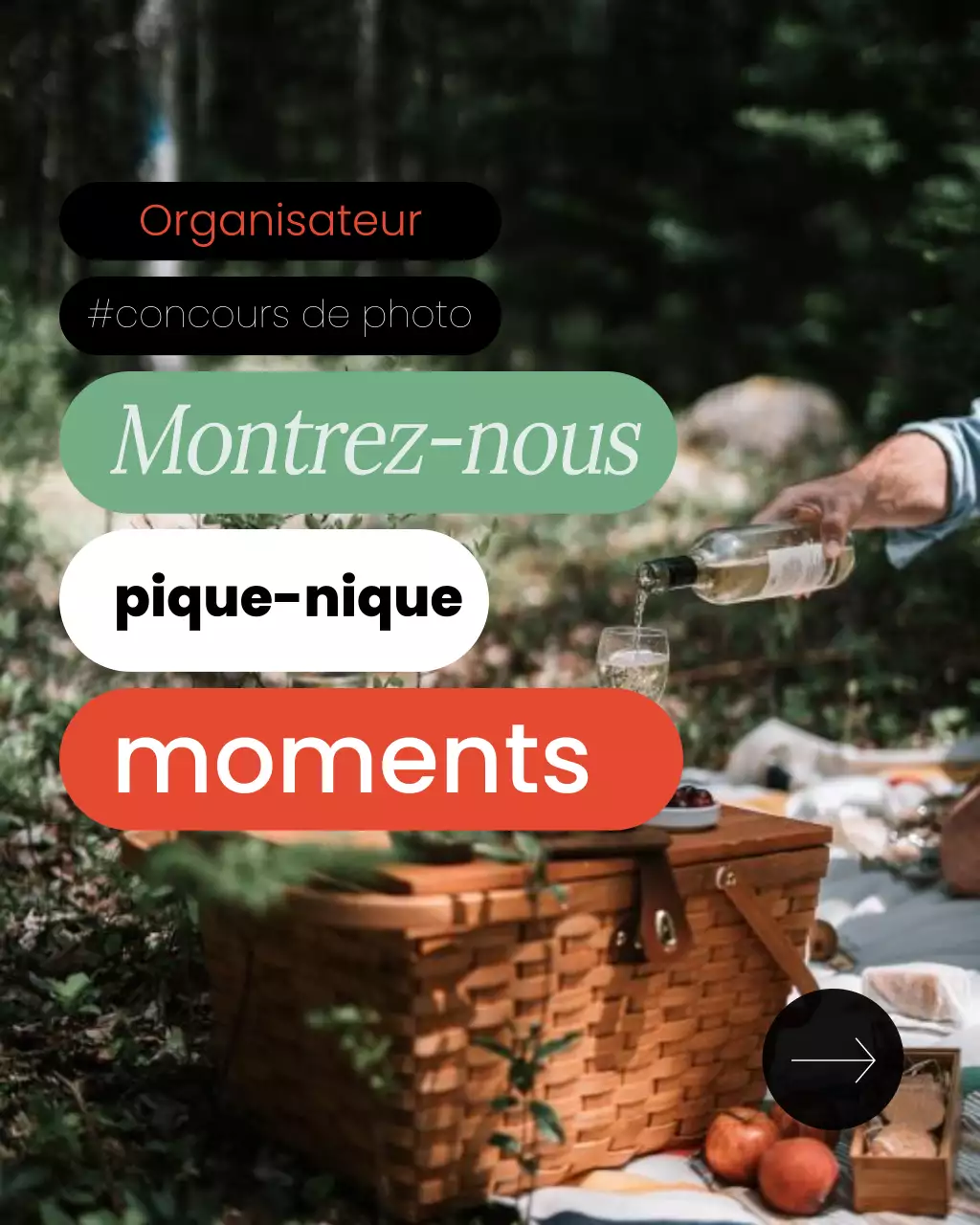 Publication Instagram promotionnelle pour le concours photo de pique-nique