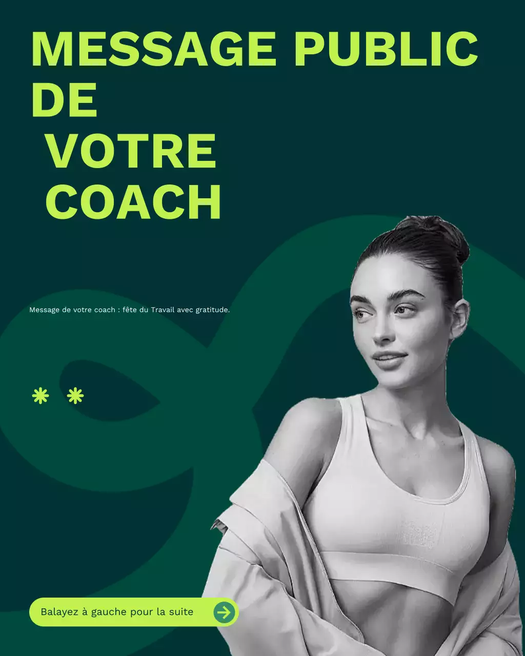 Publication Instagram de conseils de bien-être et de remise en forme pour la fête du Travail sur Green Clean Abstract