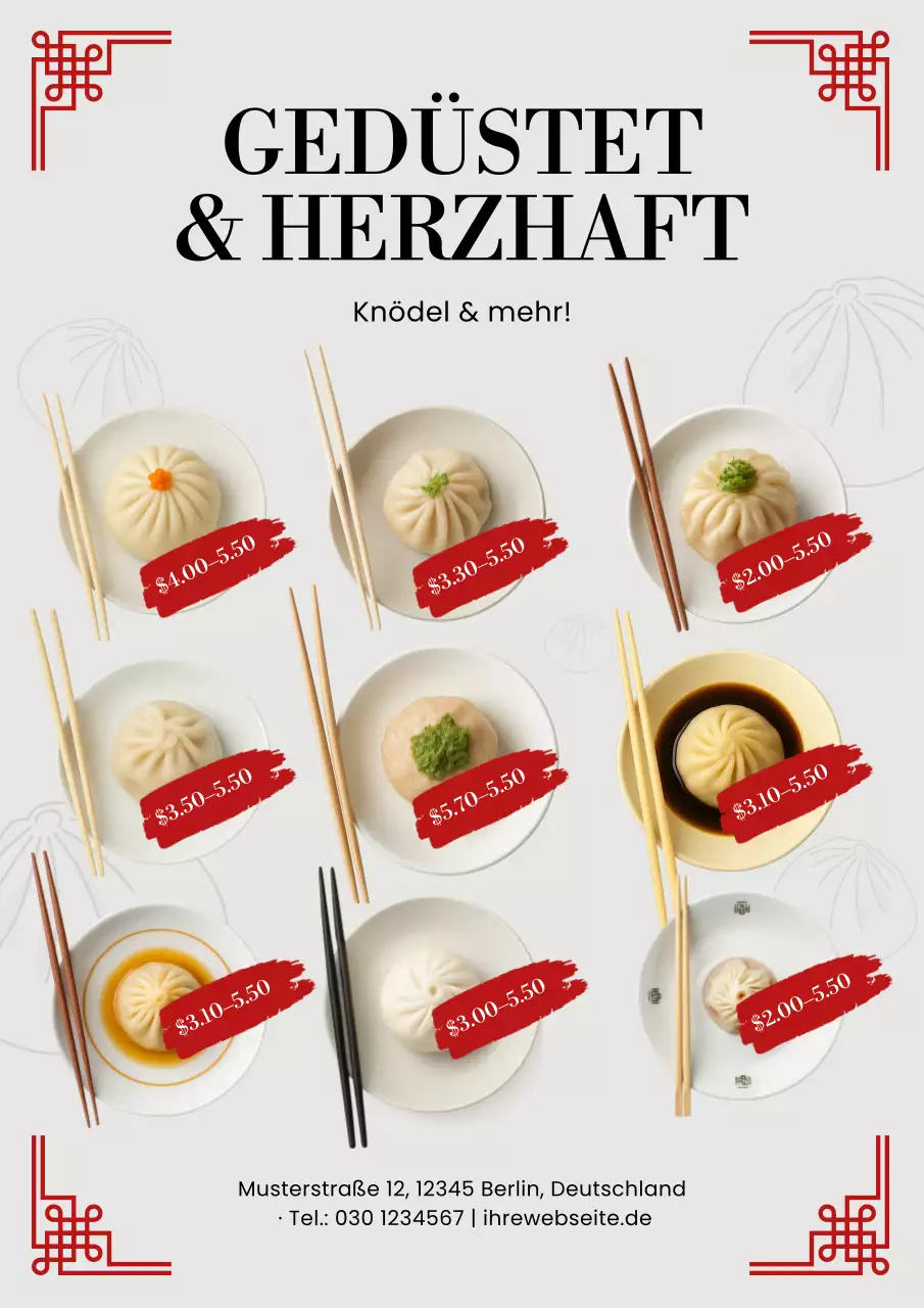 Beiges modernes Speisekartenplakat